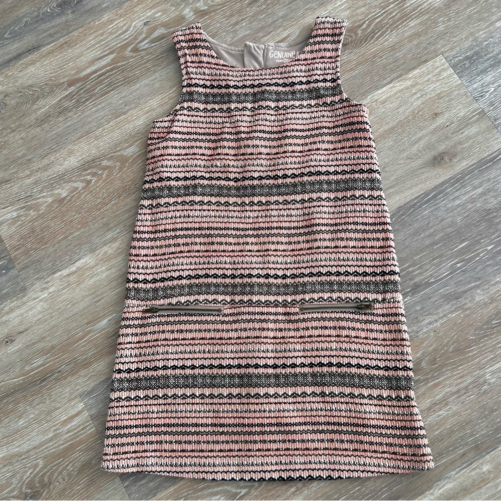 Genuine Kids Oshkosh Girls 7-8  Wool Knit Shift Dress Pink Lined Sleeveless